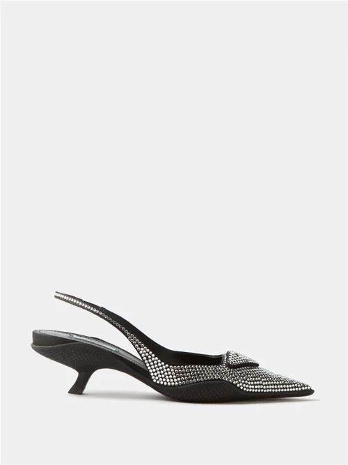 Crystal-embellished Point-toe Pumps - Womens - Silver