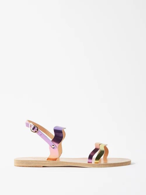 Chania Wavy-strap Metallic-leather Sandals - Womens - Metallic