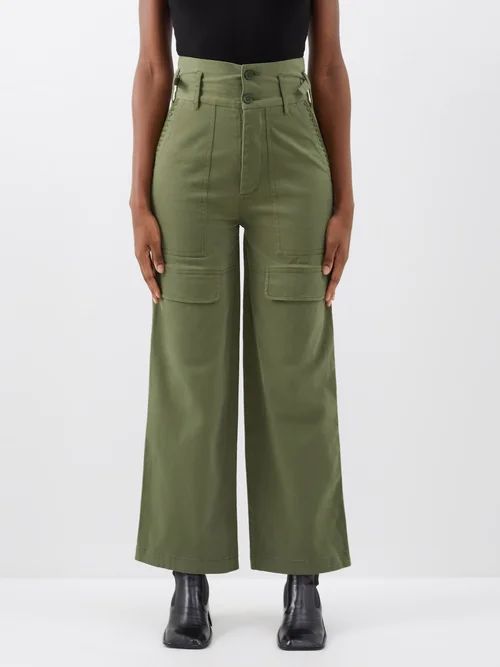 Taliana Cotton Cargo Trousers - Womens - Khaki