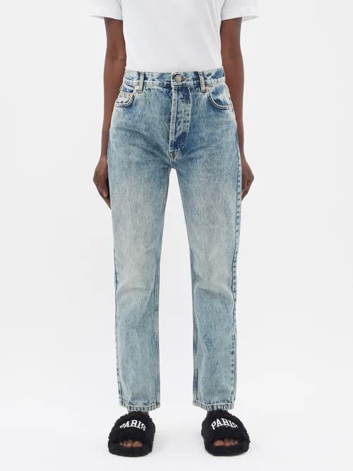Lean Organic Cotton-blend Straight-leg Jeans - Womens - Light Blue
