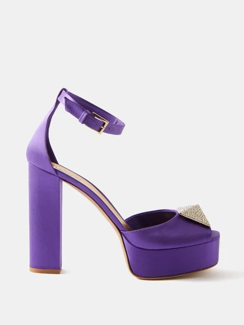 One Stud 120 Satin Platform Sandals - Womens - Purple