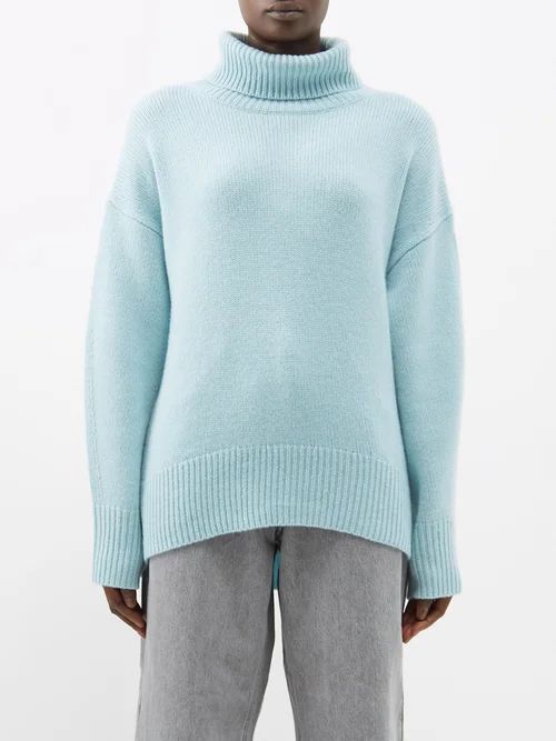 World's End Cashmere Roll-neck Sweater - Womens - Light Blue