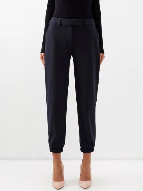 Jason Cropped Wool-blend Twill Trousers - Womens - Navy