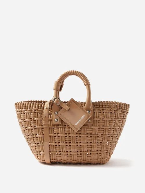 Bistro Xs Woven Faux-leather Basket Bag - Womens - Nude