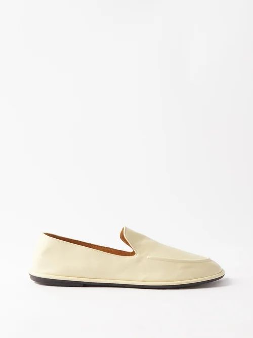 Canal Grained-leather Loafers - Womens - Cream