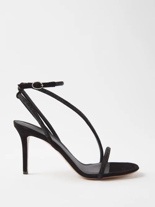 Atria Crystal-embellished Suede Sandals - Womens - Black