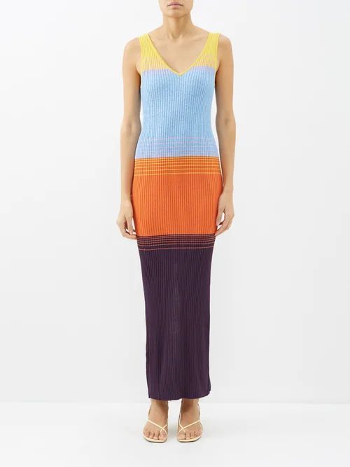 Diana Colour-blocked Knit Midi Dress - Womens - Multi