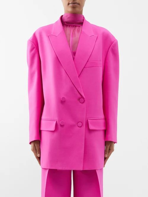 Crepe Couture Wool-blend Suit Jacket - Womens - Pink