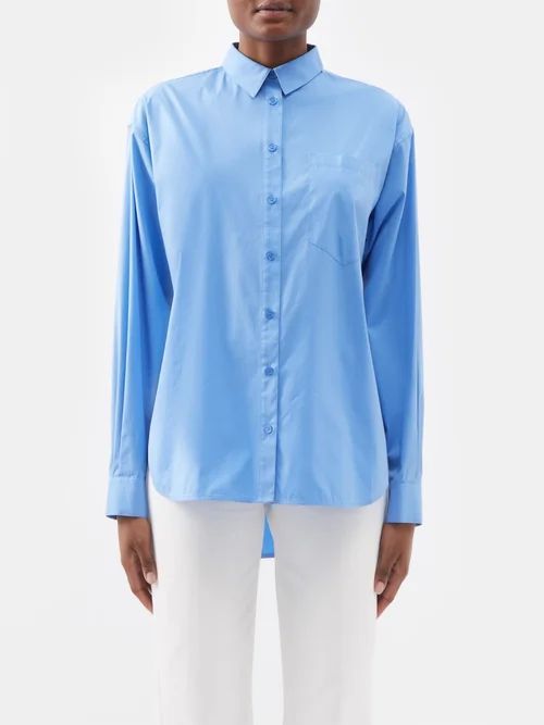 Cotton-blend Shirt - Womens - Blue