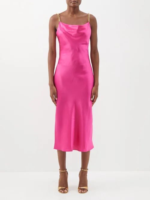 Bibi Chain-strap Silk-satin Dress - Womens - Light Pink