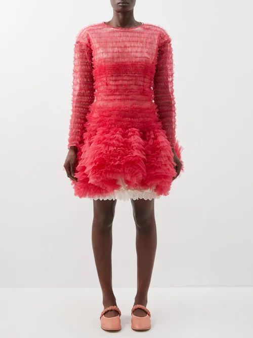 Bianca Bubble-hem Ruffled-tulle Dress - Womens - Pink