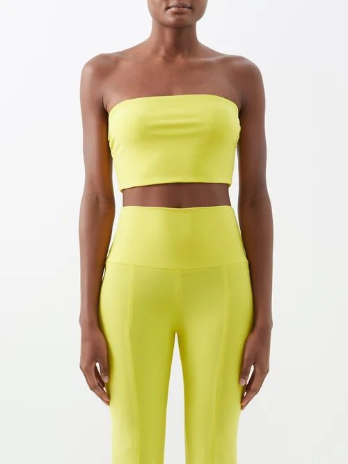 Bandeau Jersey Cropped Top - Womens - Yellow
