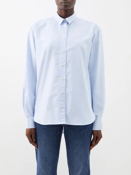 Signature Organic-cotton Poplin Shirt - Womens - Light Blue