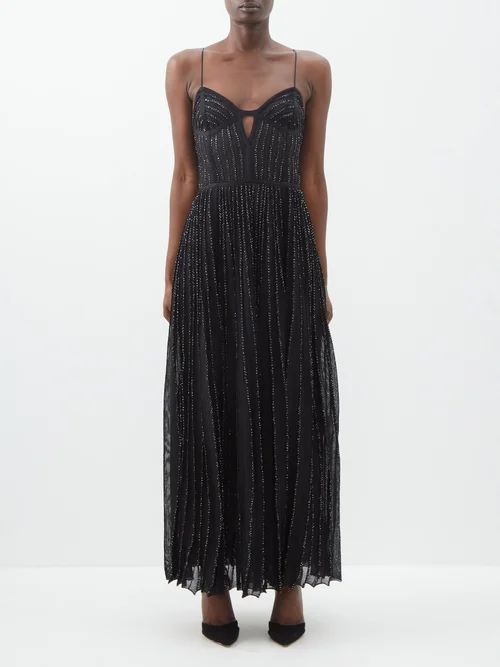 Sequinned Maxi Dress - Womens - Black
