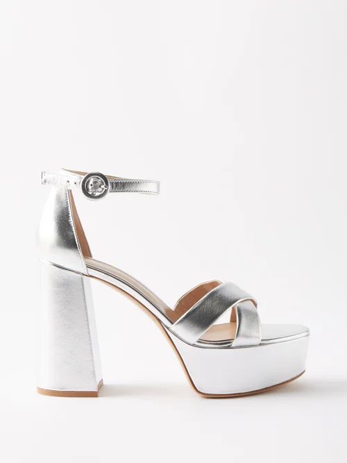 Sheridan 170 Metallic-leather Platform Sandals - Womens - Silver