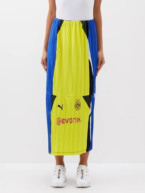 Futebol Pleated Jersey Skirt - Womens - Blue Multi