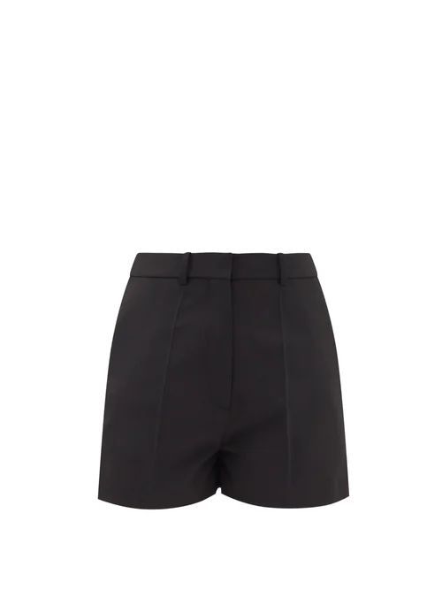 High-rise Twill Shorts - Womens - Black