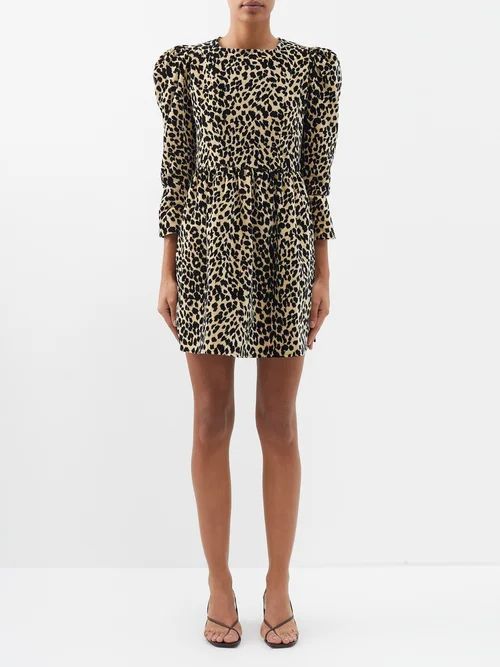 Prairie Leopard-print Velvet Mini Dress - Womens - Leopard