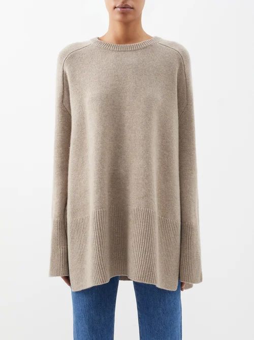 Reina Cashmere Oversized Sweater - Womens - Beige