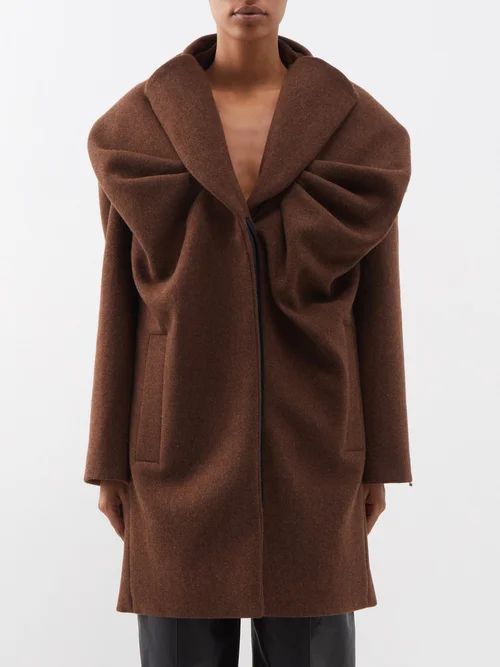 Draped Pressed-wool Felt Coat - Womens - Brown