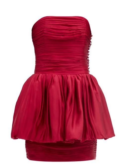 Layered Silk-satin Mini Dress - Womens - Red