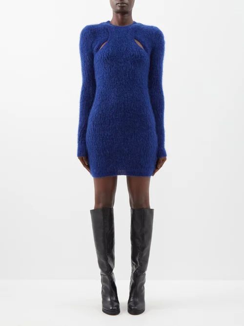 Alfie Cutout Mohair-blend Mini Dress - Womens - Blue