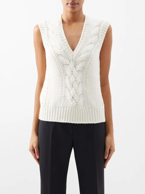 Ramirez V-neck Cashmere Sleeveless Sweater - Womens - Ivory