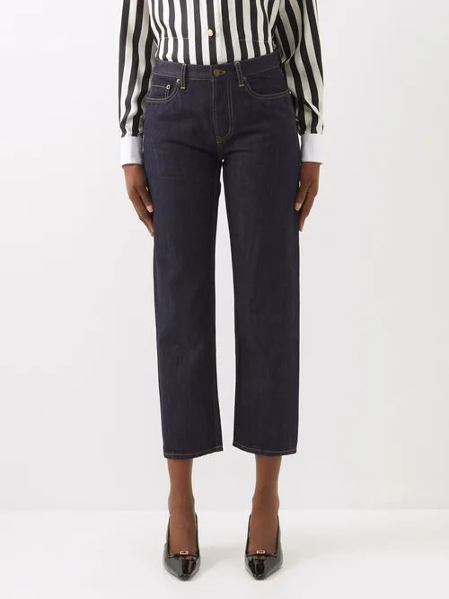 Cropped High-rise Straight-leg Jeans - Womens - Denim