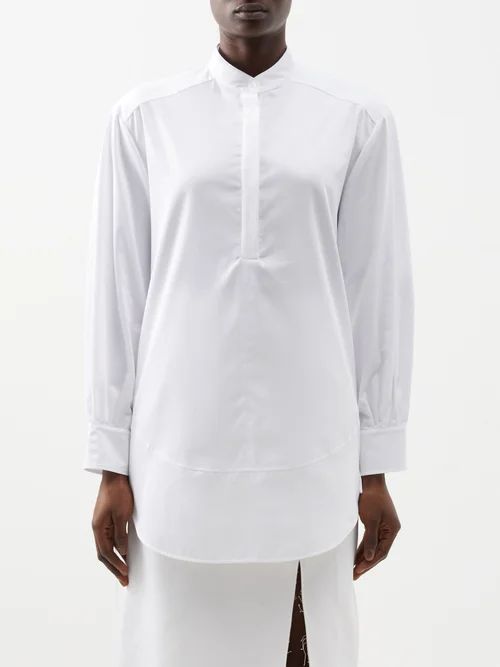 Amara Stand-collar Cotton-blend Shirt - Womens - White