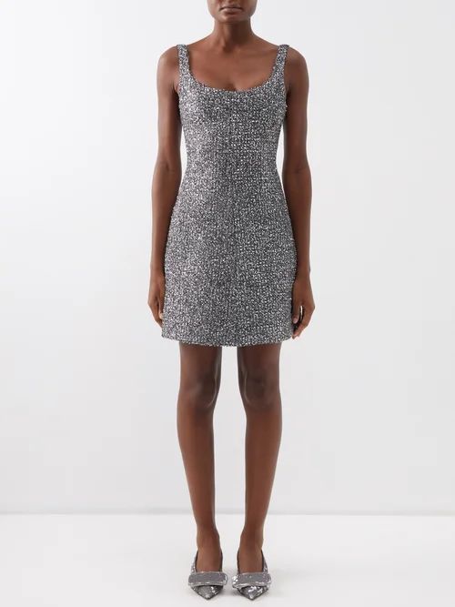Talia Lamé-tweed Mini Dress - Womens - Black