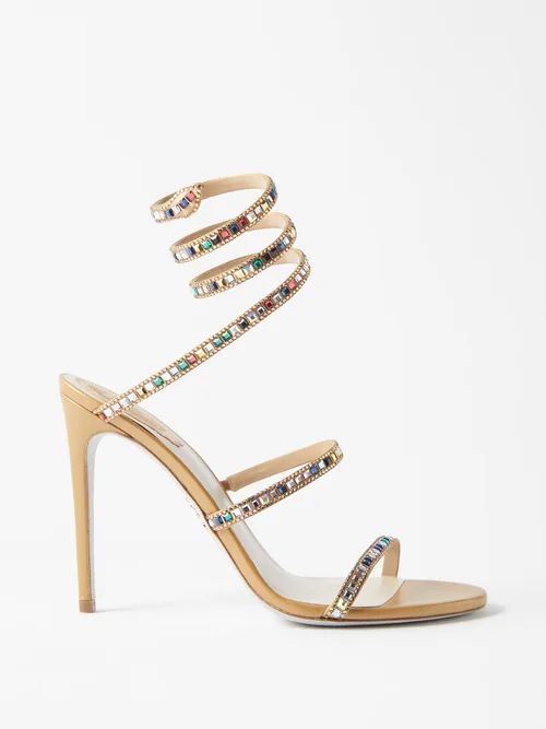 Cleo 105 Crystal-embellished Satin Sandals - Womens - Gold