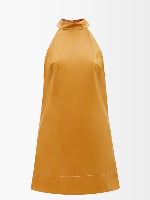 Sicily Faux-leather Halterneck Dress - Womens - Brown