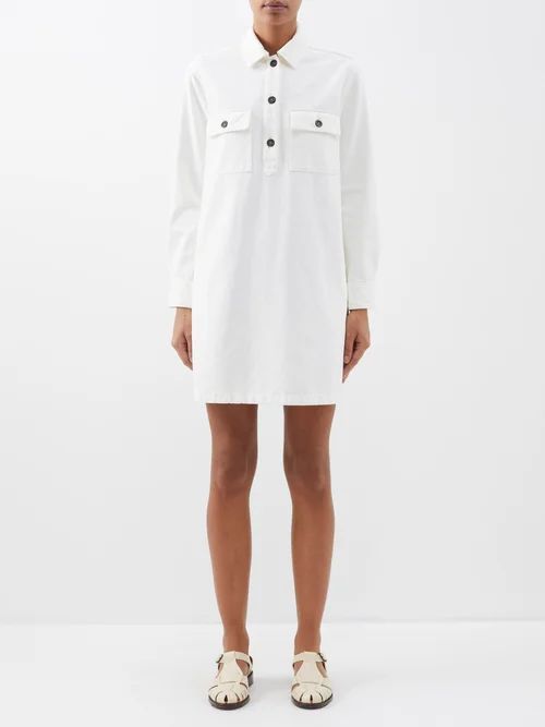 Mia Cotton-twill Shift Dress - Womens - Off White