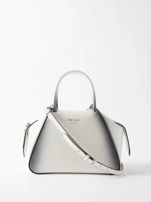 Spazzolato-leather Small Top-handle Bag - Womens - White Black