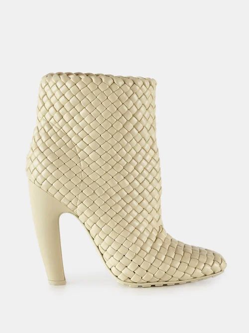 Canalazzo 100 Intrecciato-leather Ankle Boots - Womens - Cream