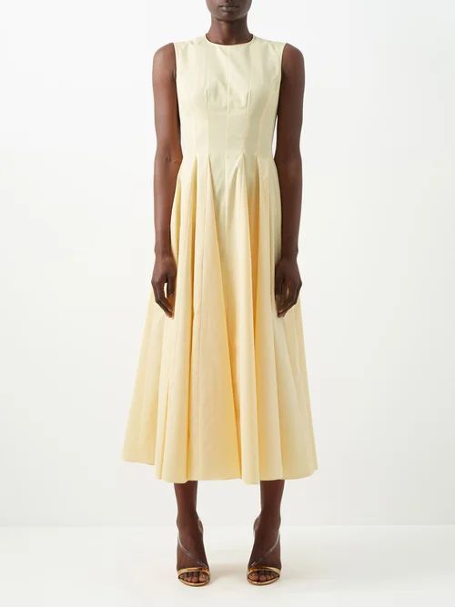 Chelsea Flared Cotton-poplin Midi Dress - Womens - Yellow