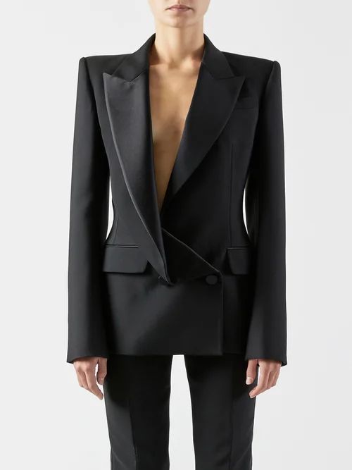 Asymmetric-lapel Suit Jacket - Womens - Black