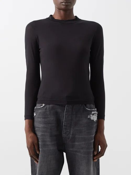 Cotton-jersey Long-sleeved T-shirt - Womens - Black
