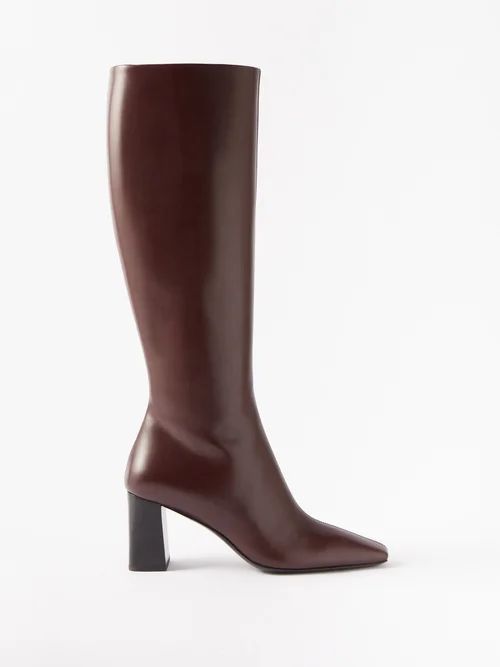 Square-toe 75 Leather Boots - Womens - Burgundy
