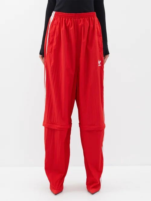 X Adidas Three-stripe Jersey Track-pants Pumps - Womens - Red