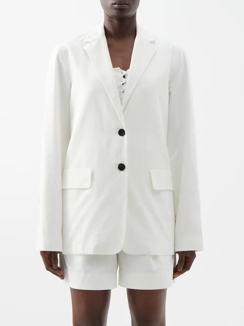 Side-tab Cotton Blazer - Womens - Off White