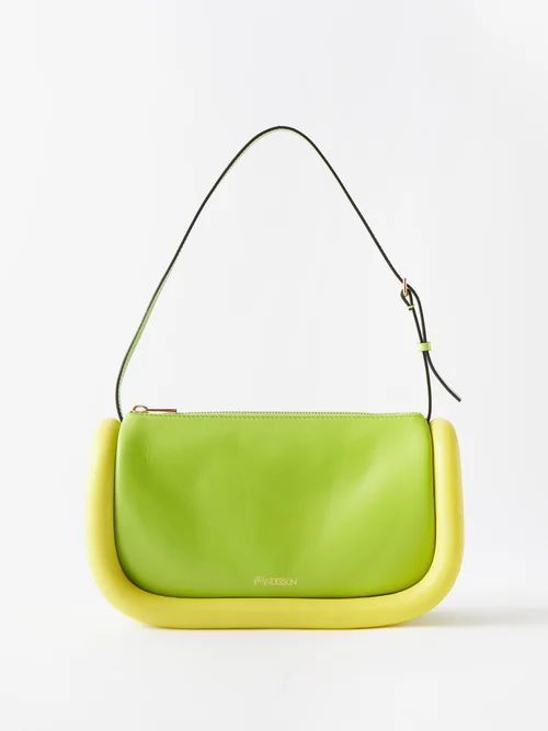 Bumper Bi-colour Leather Shoulder Bag - Womens - Green Yellow