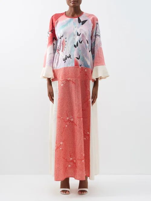 Kendima Patchworked Vintage-silk Maxi Dress - Womens - Multi