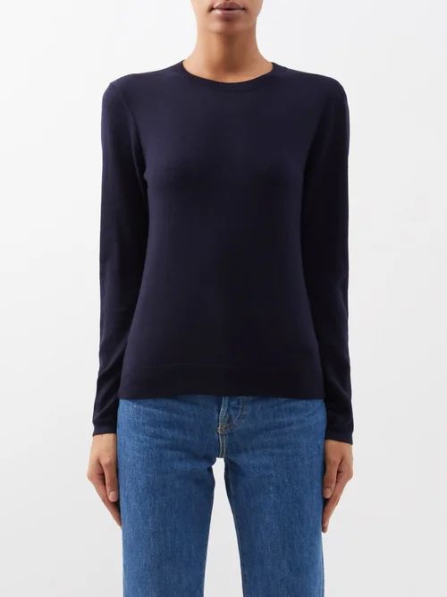 Savannah Merino-wool Sweater - Womens - Blue Navy