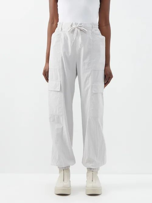 Drawstring-waist Cotton Cargo Trousers - Womens - Light Grey