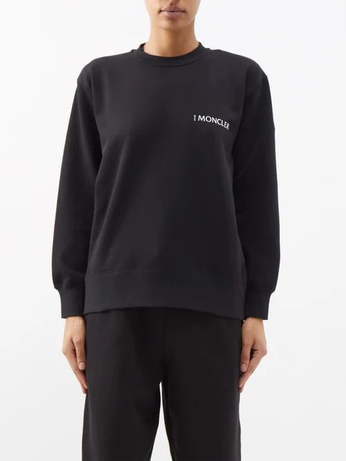 Logo-print Cotton-blend Jersey Sweatshirt - Womens - Black