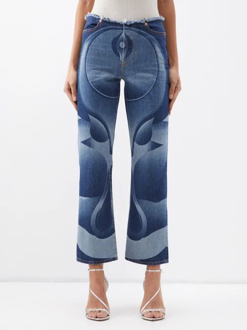 Mariah Low-rise Raw-waist Organic-cotton Jeans - Womens - Dark Denim