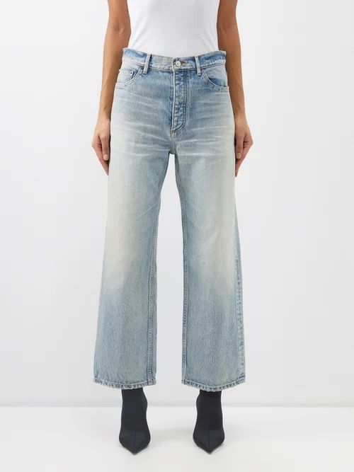 Cropped Organic-cotton Jeans - Womens - Denim