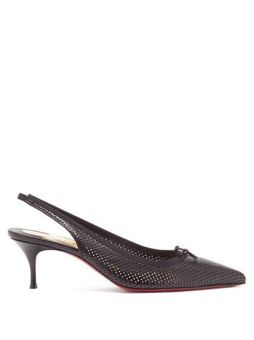 Hall Sling 55 Perforated-leather Slingback Pumps - Womens - Black