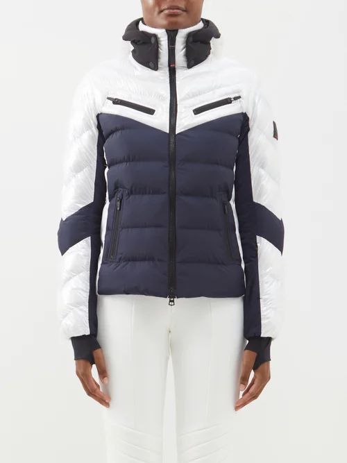 Farina3-d Hooded Quilted Ski Jacket - Womens - White Navy